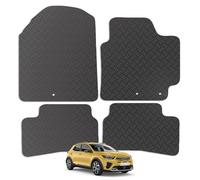 Carsio Rubber Car Mats For Kia Stonic 2017+ Onwards Tailored Fit Floor Mat Set Complete Accessory Black Custom Fitted - All Weather & Heavy Duty, Anti-Slip Backing with Clips