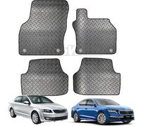 Carsio Rubber Car Mats For Skoda Octavia 2013 Onwards Tailored Fit Floor Mat Set Complete Accessory Black Custom Fitted - All Weather & Heavy Duty, Anti-Slip Backing with Clips