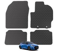 Carsio Rubber Car Mats For Toyota Yaris Hybrid & Cross 2020+ Tailored Fit Floor Mat Set Complete Accessory Black Custom Fitted - All Weather & Heavy Duty, Anti-Slip Backing with Clips