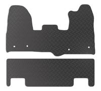 Carsio Rubber Van/Cab Mats For Ford Transit Custom Double Cab 2015-2018 Tailored Fit Floor Mat Set Complete Accessory Black Custom Fitted - All Weather & Heavy Duty, Anti-Slip Backing with Clips