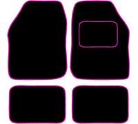 Carsio Universal Car or Van Floor Mats 4PC Set Non Slip Carpet with Pink Edging