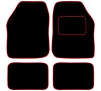 Carsio Universal Car or Van Floor Mats 4PC Set Non Slip Carpet with Red Edging