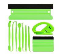CarSleek 10 Pcs Vinyl Wrap Tools Kit, Fluorescent Green Tinting Set, Felt Edge Squeegee, Edge Tucking Sticks, Wallpaper Smoothing Tool for Furniture, Kitchen, DIY, Vehicle Film