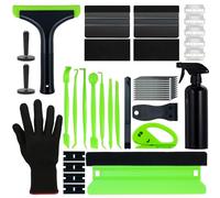 CarSleek 39PCS Vinyl Wrap Tool Kit, Window Tinting Set with Felt Squeegee, Spray Bottle, Magnetic Holder, Razor Scraper, Precision Edge Tools, Gloves, Black Green Wrapping Accessories