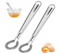 CarsMinders Mini Whisk 2PCS Stainless Steel Whisk Set, Small & Hand Whisk, Spring Coil Wire Whisk Blender, Silver, 20 cm