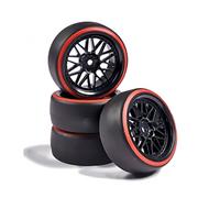 Carson 500900157 1:10 Drift Wheel Set (4) Black/Red Model Building Accessories, Spare Part, Tuning, Tyres, Tyre Set