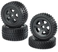 Carson 500900027 - 1:10 Tyres/Rim Set All Terrain, Model Building Accessories, Black
