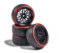 Carson 500900157 1:10 Drift Wheel Set (4) Black/Red Model Building Accessories, Spare Part, Tuning, Tyres, Tyre Set