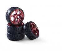 Carson 500900177 - 1:10 Wheelset 10 Sp.Design (4) Red - New