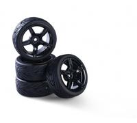 Carson 500900180 - 1:10 Wheel Set 5 Spoke Design (4) Black - New