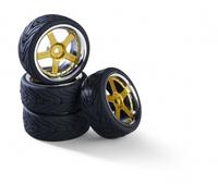Carson 500900189 - 1:10 Wheel Set 5 Sp.-Design (4) Chrome/Gold - New