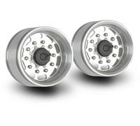 Carson 1:14 aluminium semi-trailer rim, slotted hole (2), RC, accessories for Tamiya trucks, spare parts, tuning parts, model building, made in Germany, 500907350, silver.