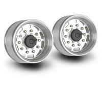 Carson 1:14 aluminium semi-trailer rim, slotted hole (2), RC, accessories for Tamiya trucks, spare parts, tuning parts, model building, made in Germany, 500907350, silver.