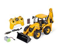 Carson 500907668 1:20 Backhoe Loader JCB 2.4G 100% RTR - Remote Controlled Construction Vehicle for Children from 8 Years, RC Excavator with Functions, Includes Batteries and Remote Control, Yellow