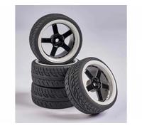 Carson C900165/500900165 1:10 5-Spoke Wheel Set (4 Pcs.) Blk/White, (For Tamiya)