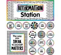 Carson Dellosa 32 pc Affirmation Station Bulletin Board Set, Affirmation Header, Motivational Poster, 30 Positive Affirmations for Growth Mindset, Bulletin Board, Room Decor and Classroom Decor