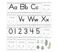 Carson Dellosa 52 pc Farmhouse Manuscript Alphabet & Number Line Bulletin Board Set, Farmhouse Classroom Alphabet Line, Number Line, Phonics Charts, Plant Decor, Modern Farmhouse Classroom Decor