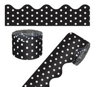 Carson Dellosa 65 Feet Black and White Polka Dots Bulletin Board Borders, Scalloped Border Trim, Rolled Classroom Borders for Bulletin Board, White Board, Cork Board, Black and White Classroom Décor