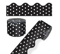 Carson Dellosa 65 Feet Black and White Polka Dots Bulletin Board Borders, Scalloped Border Trim, Rolled Classroom Borders for Bulletin Board, White Board, Cork Board, Black and White Classroom Décor