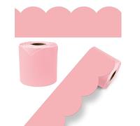 Carson Dellosa 65Ft of Dusty Rose Bulletin Board Borders, 1 Roll of Pink Scalloped Trim for Rolling Whiteboard, Cork and Posterboard, Party, Easter, Spring Decorations, and Classroom Decor