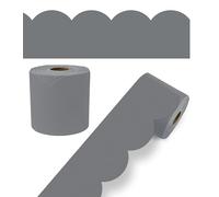 Carson Dellosa 65Ft of Gray Bulletin Board Borders, 1 Roll of Grey Scalloped Trim for Rolling Whiteboard, Cork and Posterboard, Party, Office Decorations, and Classroom Decor