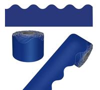 Carson Dellosa 65Ft of Navy Blue Bulletin Board Borders, 1 Roll of Scalloped Trim for Rolling Whiteboard, Cork and Posterboard, Patriotic Decorations, Party, and Classroom Decor
