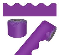 Carson Dellosa 65Ft of Purple Bulletin Board Borders, 1 Roll of Scalloped Trim for Rolling Whiteboard, Cork and Posterboard, Party, Office Decorations, and Classroom Decor