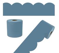 Carson Dellosa 65Ft of Stone Blue Bulletin Board Borders, 1 Roll of Scalloped Trim for Rolling Whiteboard, Cork and Posterboard, Party, Office Decorations, and Classroom Decor