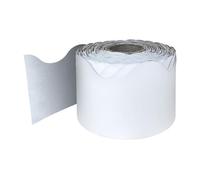 Carson Dellosa 65Ft of White Bulletin Board Borders, 1 Roll of Scalloped Trim for Rolling Whiteboard, Cork and Posterboard, Party, Office Decorations, and Classroom Decor