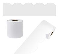 Carson Dellosa 65Ft of White Bulletin Board Borders, 1 Roll of Scalloped Trim for Rolling Whiteboard, Cork and Posterboard, Party, Office Decorations, and Classroom Decor