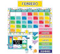 Carson Dellosa Happy Place Spanish Calendar Bulletin Board Set, Classroom Calendar with Monthly Calendar Headers, Holiday, Birthday, Blank Cover Ups, Weather, Seasons, Days of The W hart (139 pc)
