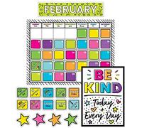 Carson Dellosa Kind Vibes Calendar Bulletin Board Set, Colorful, Boho Monthly Calendar With Numbers, Birthday, and Holiday Cover Ups, and Motivational Poster, Classroom Decor (129 pc)