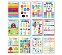 Carson Dellosa Spanish Posters for Classroom, Bilingual Learning Charts for Prek, Kindergarten & 1st Grade Kids, Spanish Classroom Decorations and Spanish Homeschool Decorations (12 Pc)