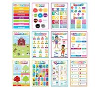 Carson Dellosa Spanish Posters for Classroom, Bilingual Learning Charts for Prek, Kindergarten & 1st Grade Kids, Spanish Classroom Decorations and Spanish Homeschool Decorations (12 Pc)