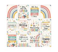 Carson Dellosa We Belong 12-Piece Posters, Motivational 8.5" x 11" Wall Art With Rainbows and Positive Affirmations for Bulletin Board, Door, Boho Decor, Classroom Must Haves, Playroom Decor
