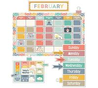 Carson Dellosa We Belong 137 pc Calendar Bulletin Board Set, Boho Rainbow Wall Calendar, Monthly Calendar Headers & Cover Ups, Seasons & Weather Chart, Boho Classroom Supplies & Classroom Decor