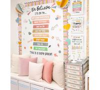 Carson Dellosa We Belong 82 pc Motivational Bulletin Board Set, Inspirational Wall Art Messages with Boho Heart & Dot Bulletin Board Decorations, Wall Decor, Boho Decor, and Classroom Decor