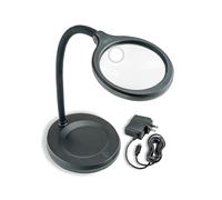 Carson DeskBrite300 COB LED Lighted 2x Aspheric Magnifier & Desk Lamp with 5x Spot Lens with Included USB-C Power Adapter (LM-30), Black, Medium