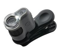 Carson MM-380 MicroMini 20x LED Lighted Pocket Microscope with Built-in LED/UV Flashlight and Universal Smartphone Digiscoping Adapter Clip, Black