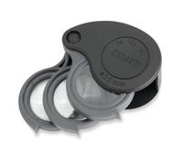 Carson TriView 5x/10x/15x Folding Loupe Magnifier with Built-in Case, 3-in-1