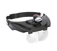 CARSON Unisex's CP-60 Pro Series MagniVisor Deluxe Headband LED Lighted Magnifier with 4 Different Lenses, Black, (1.5X, 2X, 2.5X, 3X)
