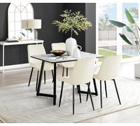 FurnitureboxUK Carson White Marble Effect Dining Table & 4 Pesaro Black Leg Chairs in Cream FurnitureboxUK Cream