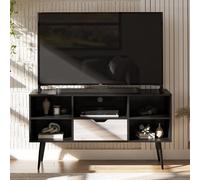 carson wooden tv stand with 1 drawer in black oak