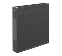 Carstens 1.5-Inch Heavy Duty 3-Ring Binder - Side Opening, Charcoal Gray, Durable Plastic, Precision No-Gap Rings, Waterproof Cover, No Pockets, Holds 250 Sheets, BPA-Free, Made in USA (2042-3R)