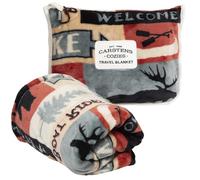 CARSTENS, INC. Travel Blanket, Premium Compact 2-in-1 Airplane Blanket/Pillow, Lake House