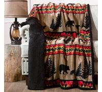 CARSTENS, INC. Ultra Premium Super Soft Plush Sherpa Fleece Oversized Throw Blanket 54" x 68", Bear Trails Black