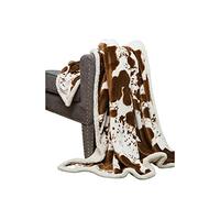 CARSTENS, INC. Ultra Premium Super Soft Plush Sherpa Fleece Oversized Throw Blanket 54" x 68", Faux Cowhide