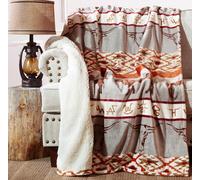 CARSTENS, INC. Ultra Premium Super Soft Plush Sherpa Fleece Oversized Throw Blanket 54" x 68", Longhorn