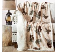 CARSTENS, INC. Ultra Premium Super Soft Plush Sherpa Fleece Oversized Throw Blanket 54" x 68", Pinecone