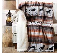 CARSTENS, INC. Ultra Premium Super Soft Plush Sherpa Fleece Oversized Throw Blanket 54" x 68", Running on The Range